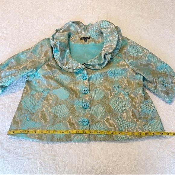 Samuel Dong Double Ruffle Neck Puff Sleeve Jacket - M - Picture 14 of 16